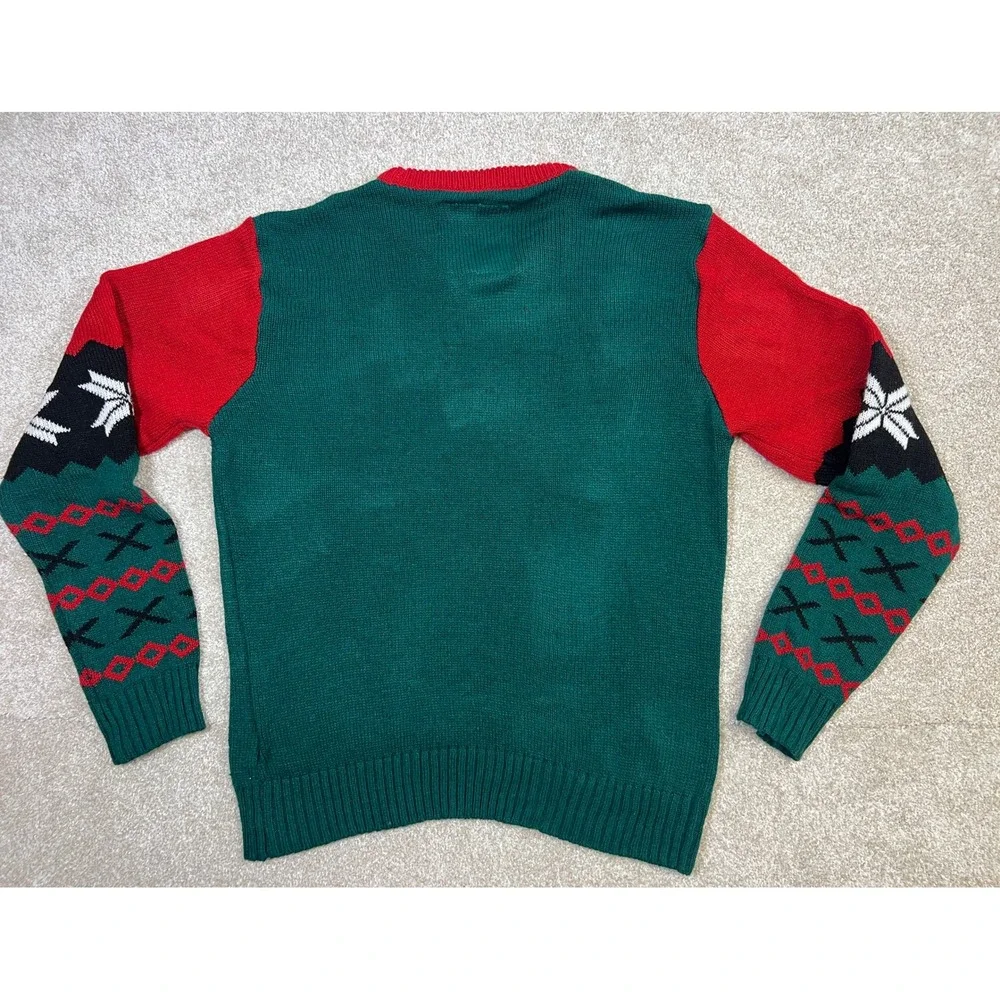 American Stitch Mens XL‎ Green Santa Namasleigh Ugly Christmas Sweater